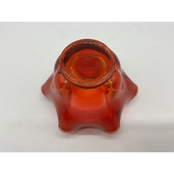 LE Smith Amberina Glass Pedestal Bowl Red Vintage Mid Century Modern - Picture 14 of 16